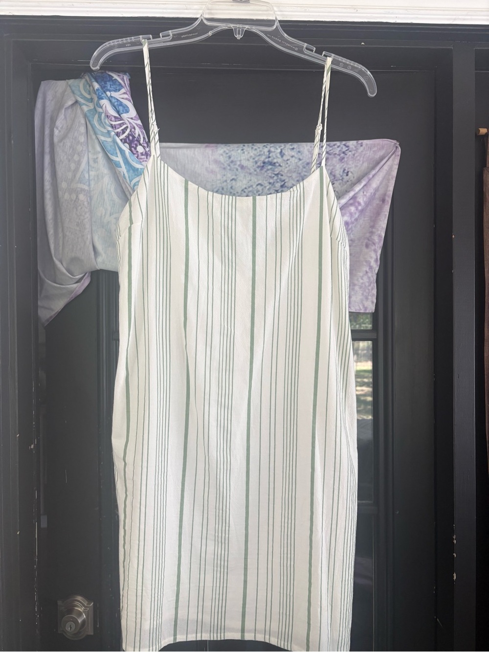 Lulu's White Dress with Green Pinstripes